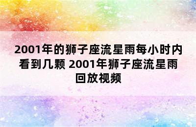 2001年的狮子座流星雨每小时内看到几颗 2001年狮子座流星雨回放视频